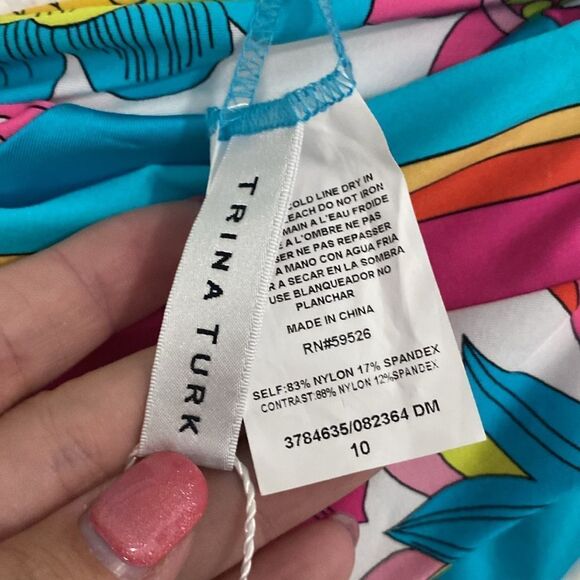 NWT-Trina Turk- FONTAINE BANDED TWIST BACK HIGH WAIST SWIM BOTTOM -Size 10 - Picture 11 of 12